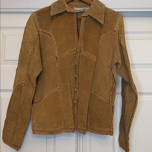Vintage Fashion Bug Brown 100% Genuine Leather Suede Jacket